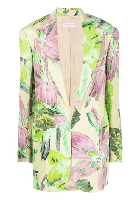 Green floral-print single-breasted blazer - women DRIES VAN NOTEN | 2310104036159601